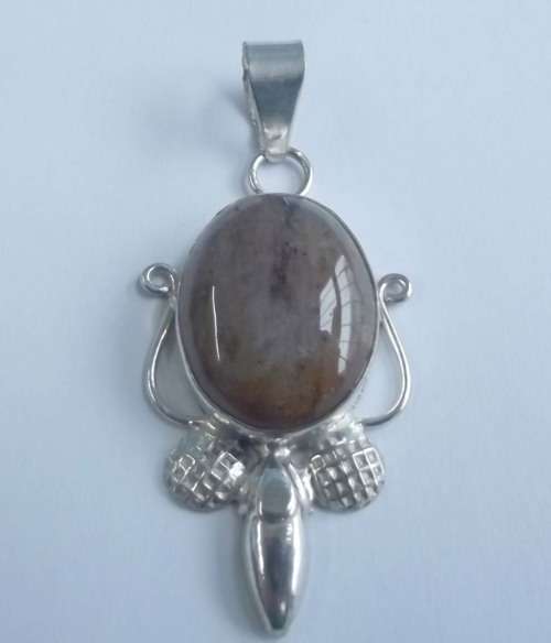 Fine Jewellery, Silver 925 Pendant Bail, Brown Pietersite, 10mm x 53mm Incl Bail