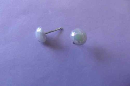 Fashion Jewellery, Stud Type Earrings With Plastic Bullet Clutch, Mother Of Pearl Colour, 8mm