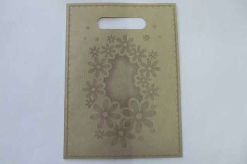 Paper Bag, Natural Colour, Printed Flowers, Printed Label / Name Tag, 16cm x 21cm, 1pc