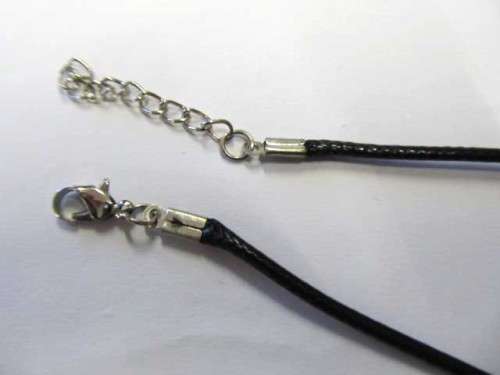 Stringing Material, Strings, Synthetic Leather, Black, Including 50cm Extender Chain, 1pc