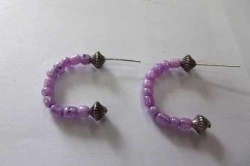 Fashion Jewellery, Hoop Type Earrings With Plastic Bullet Clutch, Purple, 30mm, 1 Pair