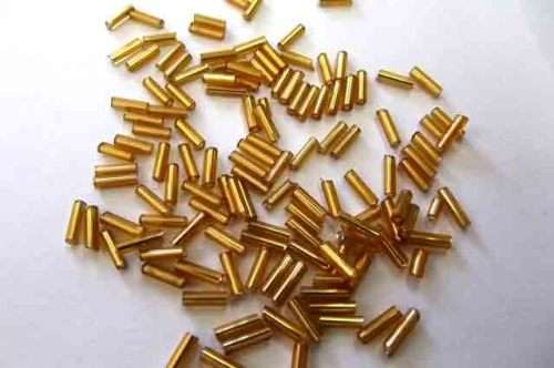 Beading Supplies, Seedbeads, Bugle, Gold, 11gr