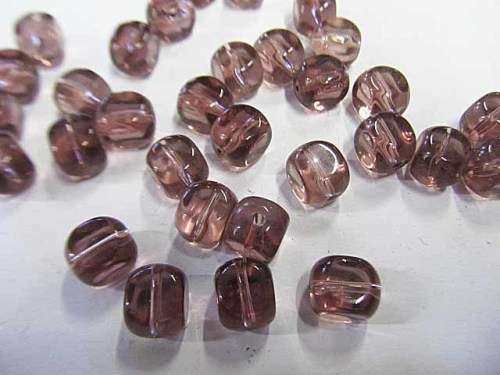 Glass Beads, Cubes, Purple, 10mm, ±20pc