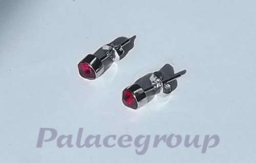 Fine Jewellery, Silver, 925, Earring Set, Red Chinese Crystal 5mm, Stud Type With Butterfly