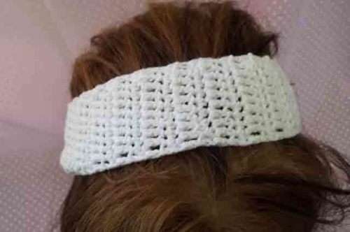 Handmade / Homemade, Headband, Chrochet, Wool, White, Width - Top 6cm, 1 pc