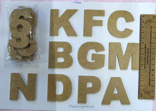 Letters, Wood, Natural Colour, ±50mm, 26pc, Numbers, Wood, Natural Colour, ±50mm, 10pc