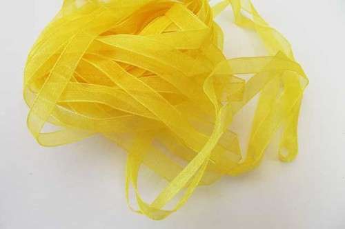 Organza Ribbon, Sunshine Yellow, 7mm Wide, 1pc / 2 meter