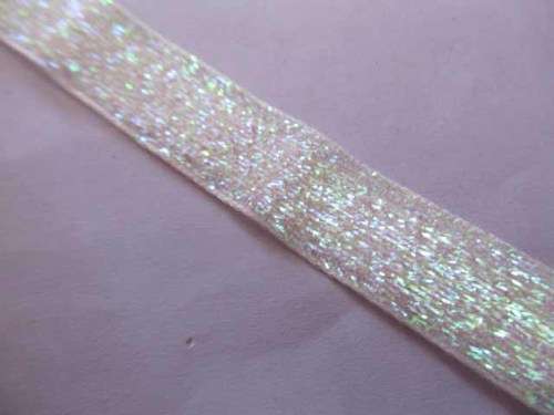 Self Adhesive Ribbon, Sticky Back, Glitter Off White, 15mm Wide, 1pc / 20cm