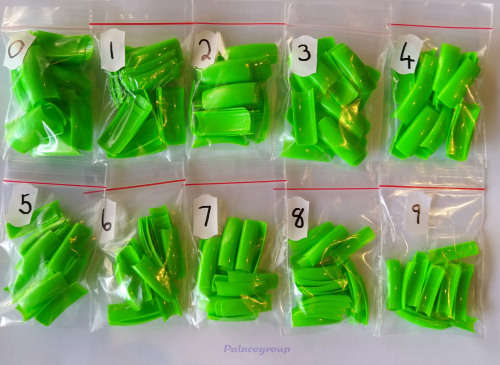 Nail Tips, Summer Green, Size 0 To 9, 25pc Per Size