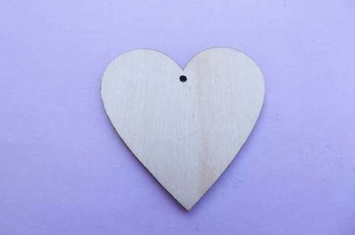 Pendant, Heart, Wood, Natural Colour, 50mm, 1pc