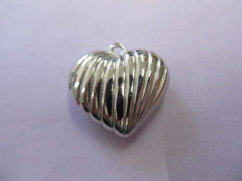 Pendant, Heart, Acrylic, Rhodium Plated, Nickel, 30mm, 1pc