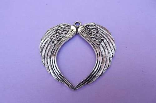 Pendant, Angel Wings, Metal, Nickel Colour, 44mm, 1pc