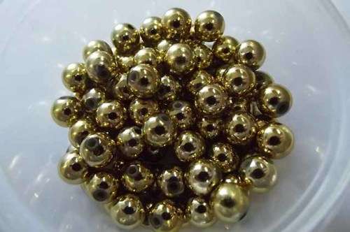Metal Look, Acrylic Beads, Round, Gold Colour, 8mm, 6pc