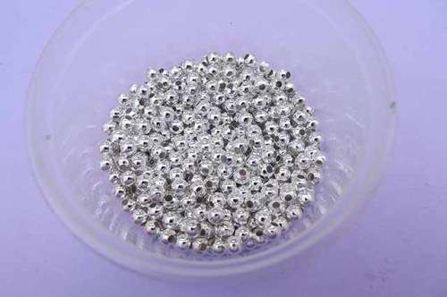 Metal Beads, Round, Silver Colour, 4mm, ±30pc
