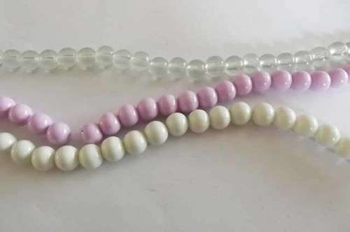 Glass Beads, Round, White - Clear - Purple, 8mm, 3 x 20pc