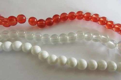 Glass Beads, Round, White - Clear - Orange, 8mm, 3 x 20pc
