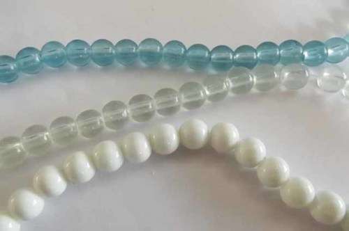 Glass Beads, Round, Clear - White - Turquoise, 8mm, 3 x 20pc