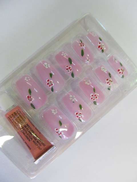 Beauty Products Nails, Party Nails, Flower Design, Lilac, 10pc / 1 Set