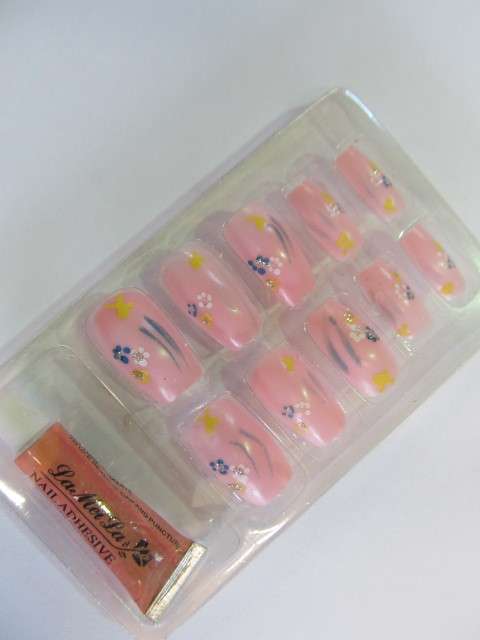 Beauty Products Nails, Party Nails, Flower Design, Pink, 10pc / 1 Set