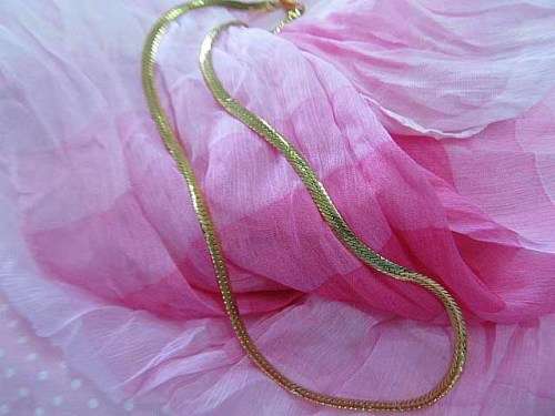Pliana Necklaces, Snake Chain, Golden Colour, Lobster Clasp, 44cm Lenght, 4mm Wide