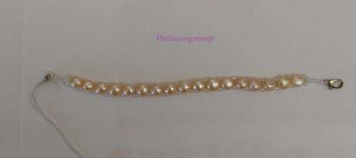 Bracelet, Peach Freshwater Pearls, Pearl Size ±8mm, Lenght 17,5cm