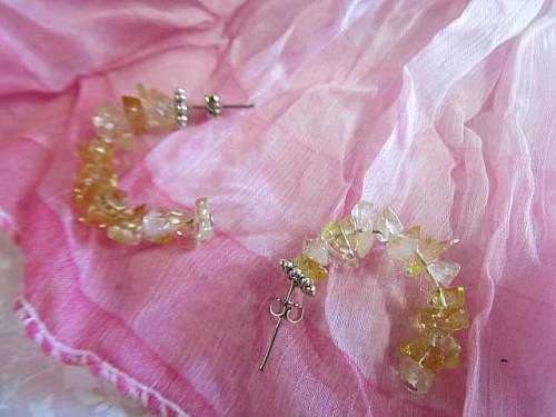 Simone Earrings, Hoop Type, Yellow Citrine, 30mm Long
