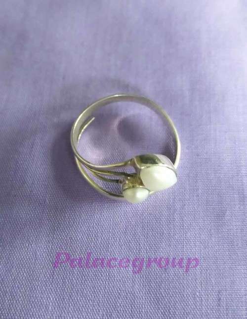Ring Sterling Silver, White Freshwater Pearls, Top Width 15mm, Ring Size 19mm