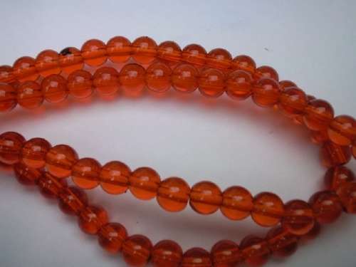 Glass Beads, Plain, Round, Reddish Orange, 8mm, ±52pc