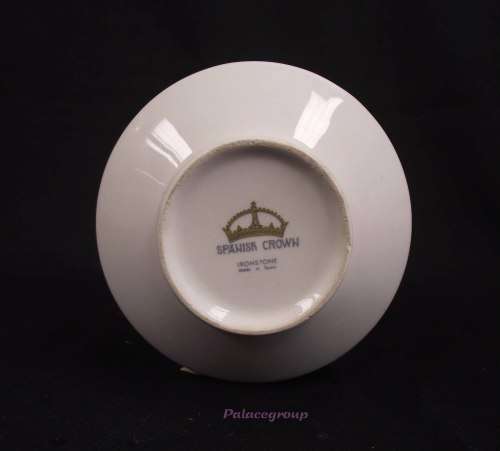 Decorated Bowl, White With Shades Of Blue / Grey, Vintage Spanish Crown, Ironstone, Photos Below
