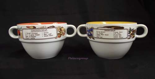 2 x Soup Bowls, Glazed Yellow And Orange, 450ml, See Photos and Desc Below