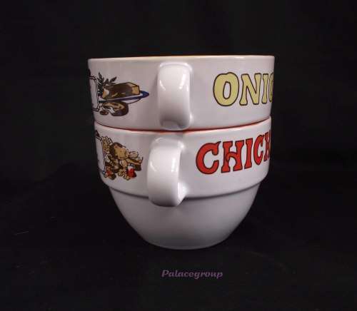 2 x Soup Bowls, Glazed Yellow And Orange, 450ml, See Photos and Desc Below