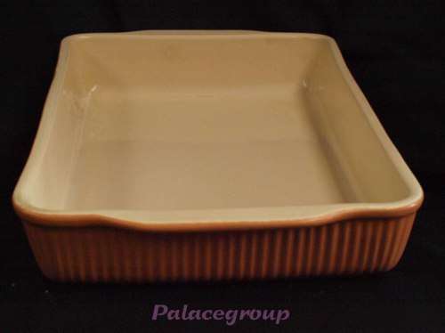 Large Clay Baking Dish, Glazed On Inside, Terracotta And Cream, See Photos Below