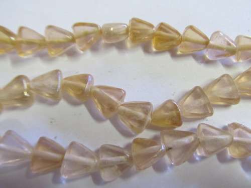 Glass Beads, Indian Beads, Triangle, Powder Peach, 11mm x 11mm (sizes vary slightly), 20pc
