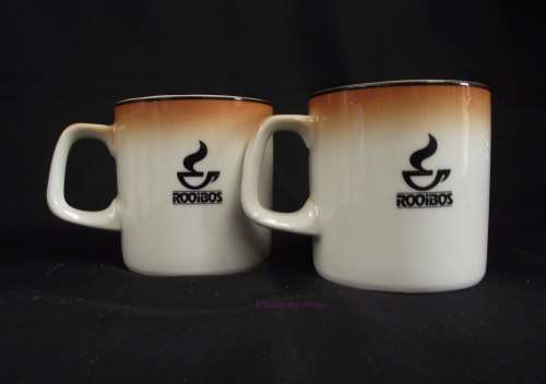 2 x Glazed Rooibos Tea Mugs, Continental, SABS Stamped, Made In South Africa, See Photos ....