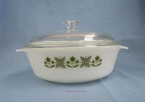 Vintage Anchor Hocking Fire King Casserole Dish Ovenware, Meadow Green, Made In USA