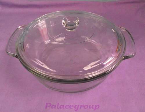 Fire King Dish With Lid, USA, Clear Glass, 2 Liter, 23cm, Oven and Microwave Safe,See Photos...