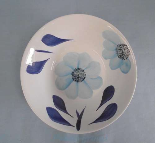 Salad Bowl White and Blue Flower, Made In Korea, Microwave/Oven/Dishwasher/Detergent Safe, ±600ml