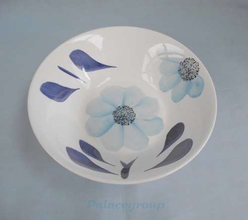 Salad Bowl White and Blue Flower, Made In Korea, Microwave/Oven/Dishwasher/Detergent Safe, ±600ml