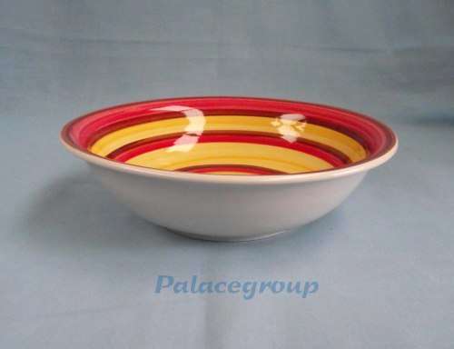 Salad Bowl, White Outer With Brown/Yellow/Dark Orange Inside, ±700ml, See Photos