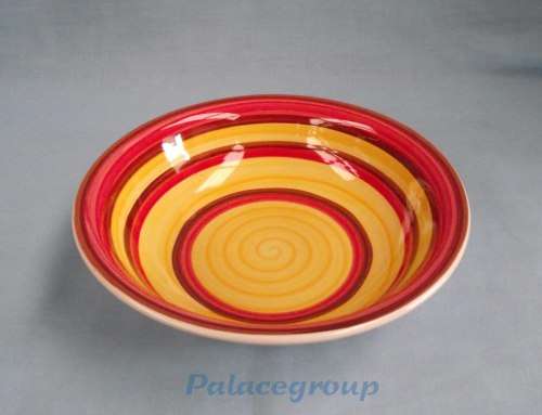 Salad Bowl, White Outer With Brown/Yellow/Dark Orange Inside, ±700ml, See Photos