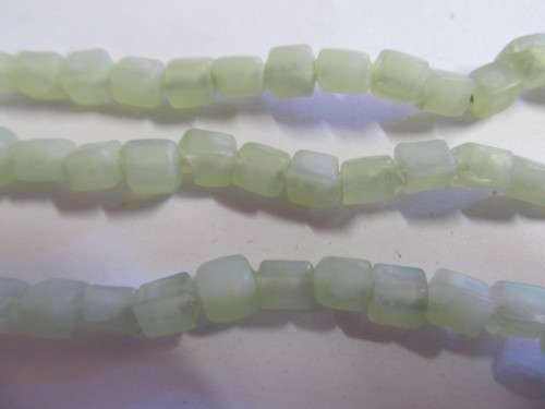 Glass Beads, Indian Beads, Cubes, Matte Soft Green, 7mm, ±20pc