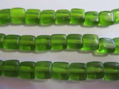 Glass Beads, Indian Beads, Cubes, Spring Green, 10mm, ±20pc