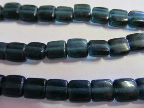 Glass Beads, Indian Beads, Cubes, Dark Sea Green, 10mm, ±20pc