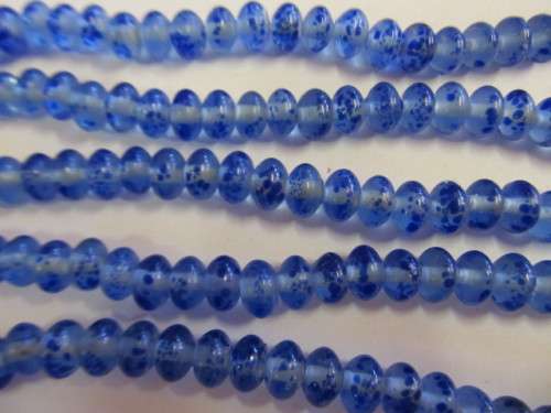 Glass Beads, Fancy, Indian Beads, Rondelle, Blue, 6mm x 11mm, ±20pc
