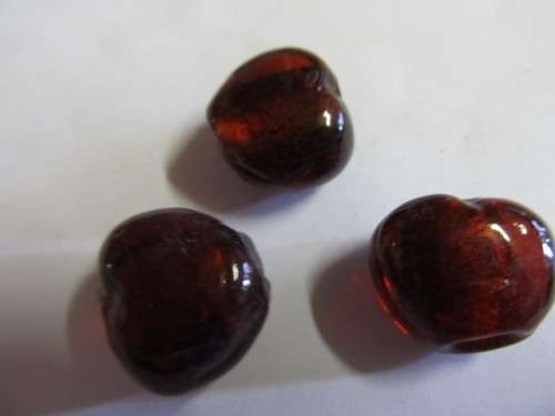 Glass Beads, Fancy, Indian Beads, Foil Beads, Freeform Hearts, Garnet Red, 19mm x 17mm, 2pc