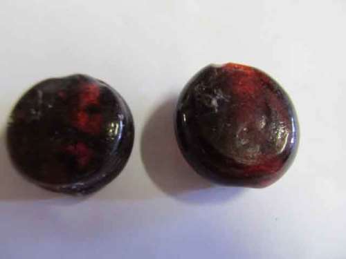 Glass Beads, Fancy, Indian Beads, Foil Beads, Flat Round, Garnet Red, 25mm, 1pc