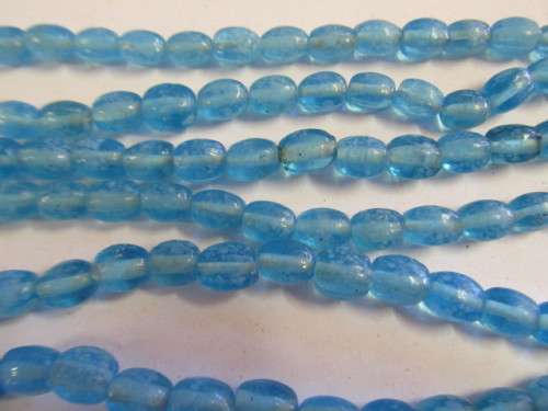 Glass Beads, Fancy, Indian Beads, Oval, Speckled Turquoise, 11mm x 10mm, ±20pc