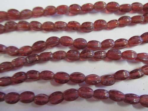 Glass Beads, Fancy, Indian Beads, Squoval, Speckled Grape, 10mm x 6mm, ±20pc