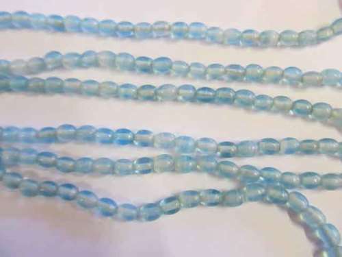 Glass Beads, Fancy, Indian Beads, Oval, Shades Of Turquoise, 8mm x 6mm, ±20pc