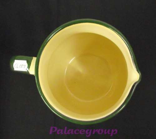 Enamel Jug, Cream With Green Trim, 1.25lt, Not Been Used